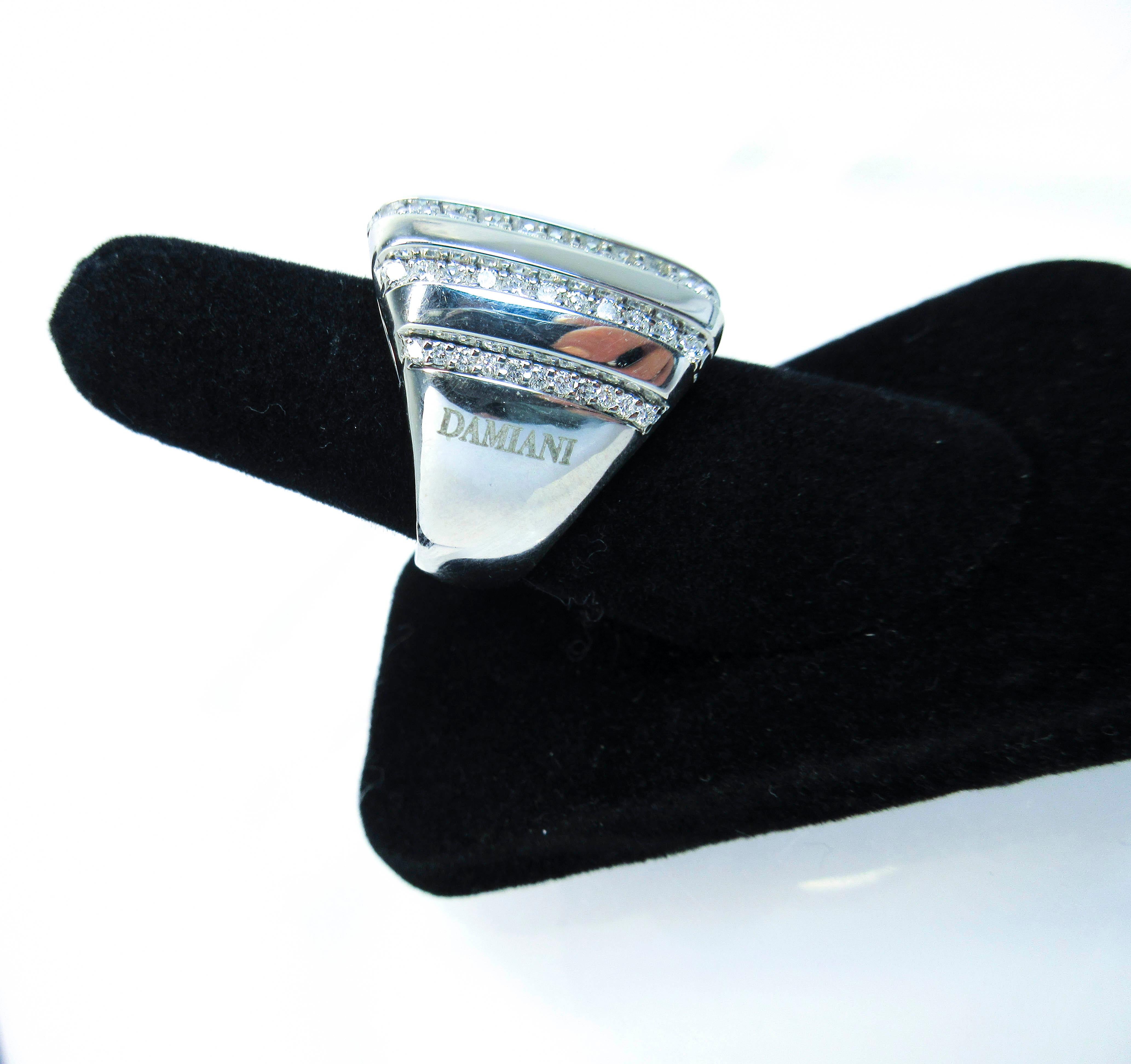 Women's Damiani 18 Karat White Gold Diamond Accent Ring For Sale