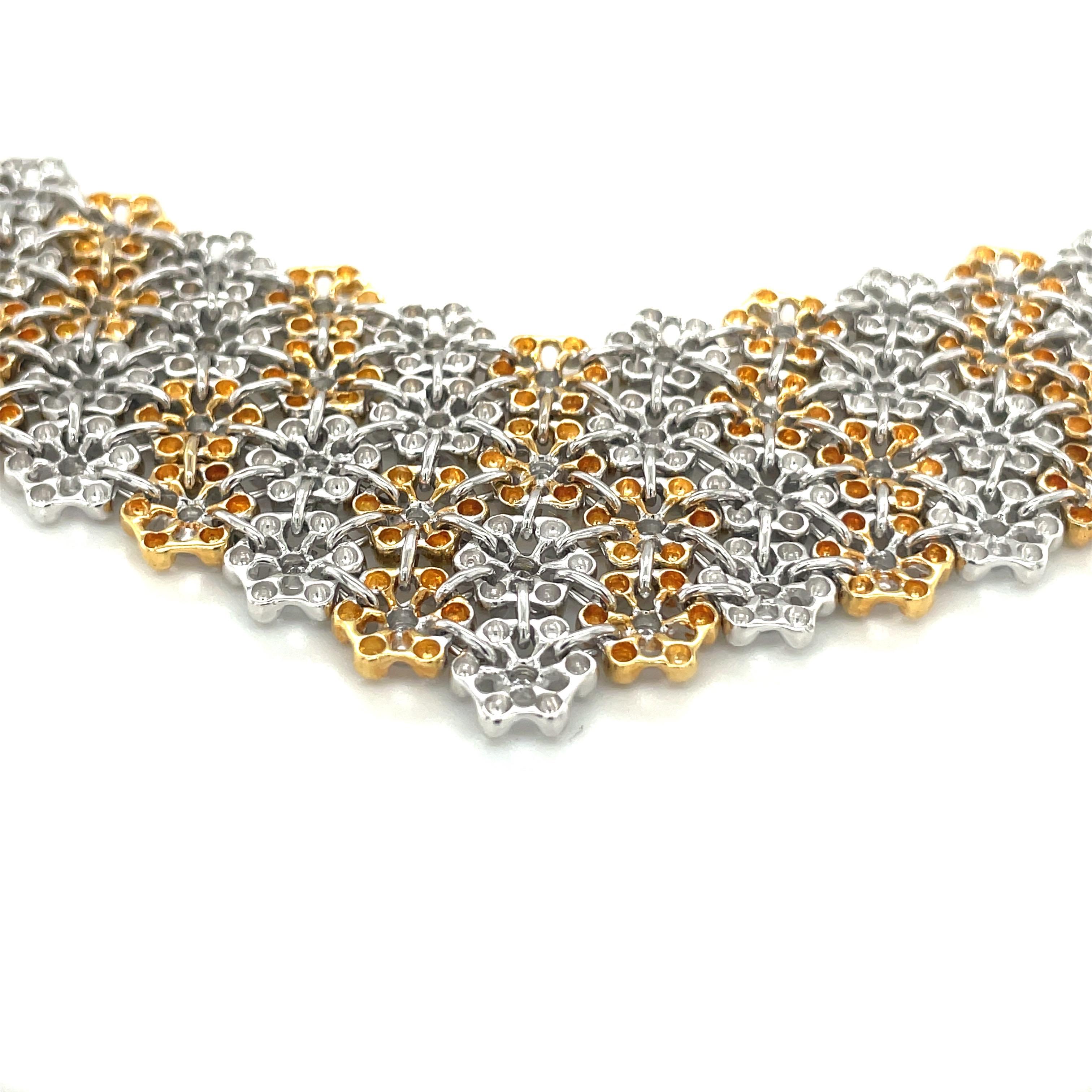 Round Cut Damiani 18KT Yellow and White Gold Bib Necklace with 4.92Ct. Diamond  For Sale