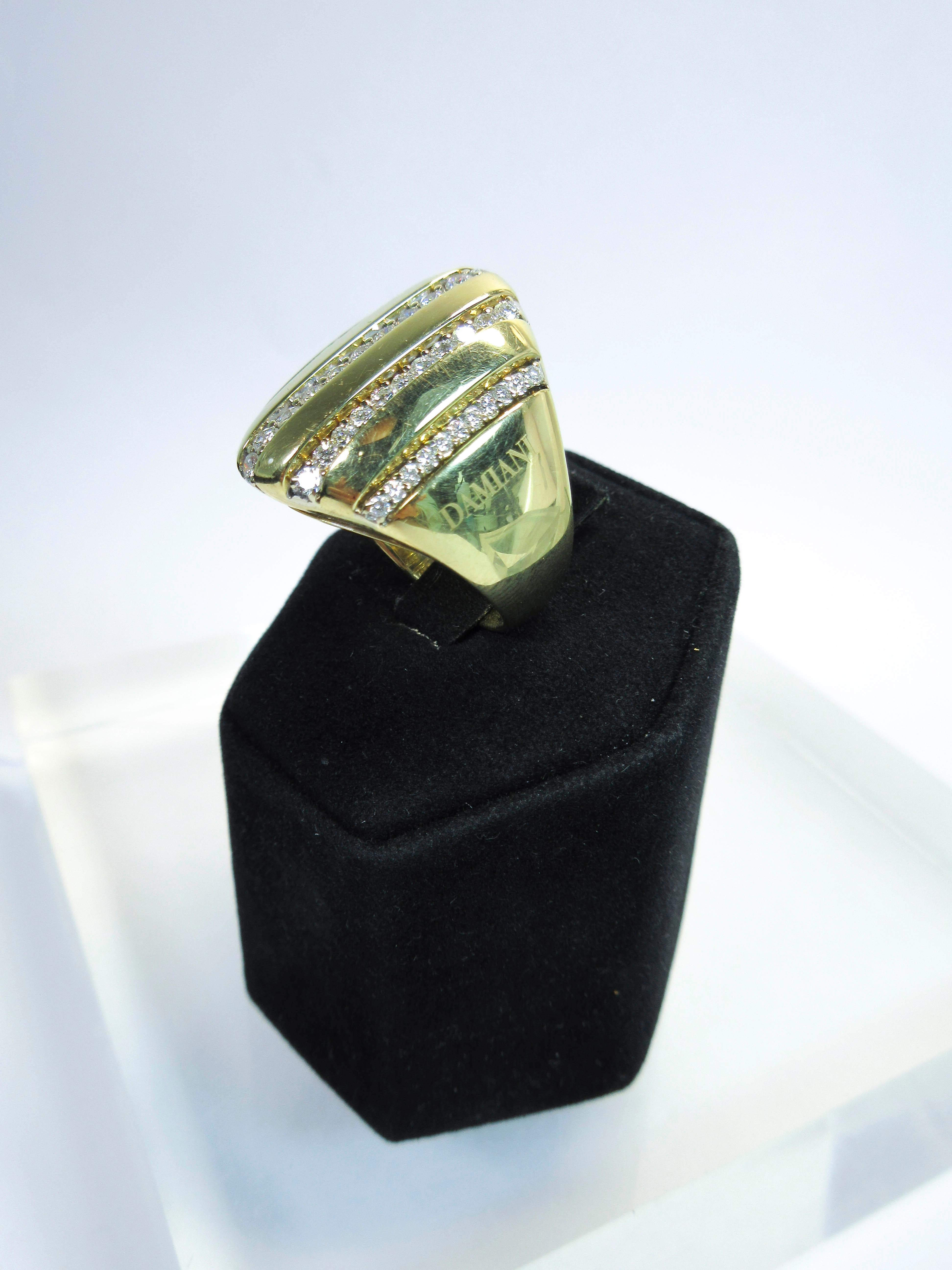 Damiani 18 Karat Yellow Gold Diamond Accent Ring For Sale 1