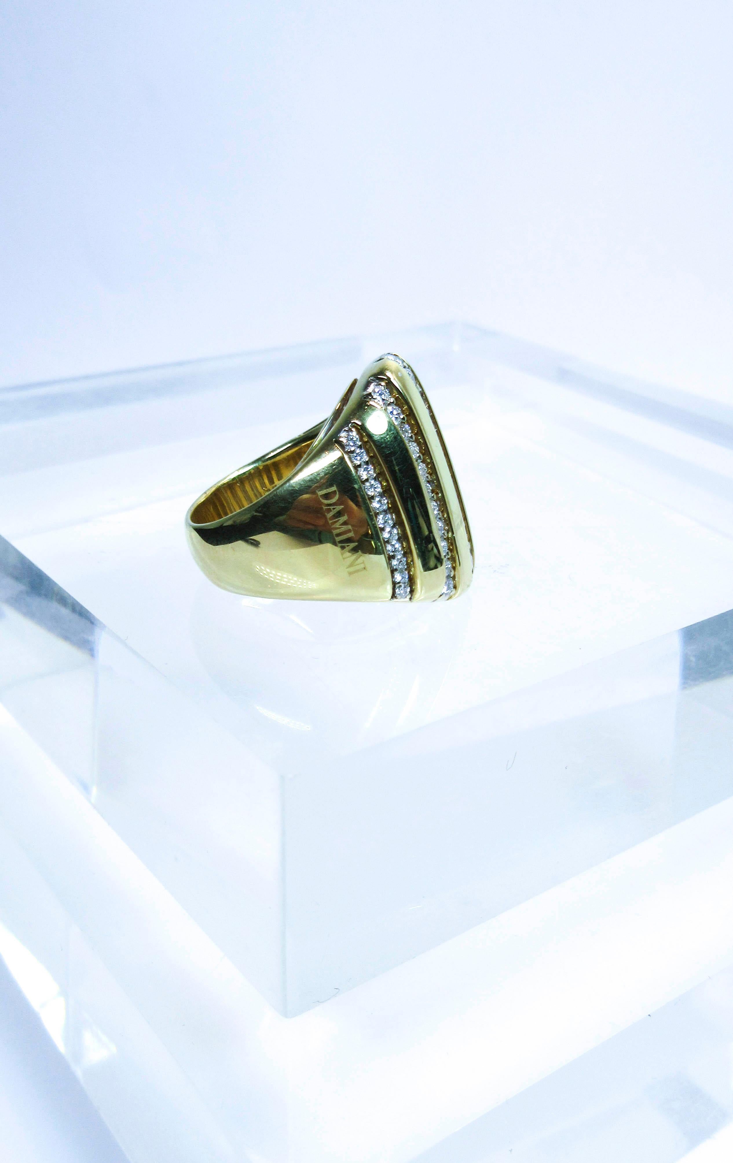 Damiani 18 Karat Yellow Gold Diamond Accent Ring For Sale 3