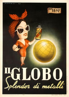 "Il Globo" Original Mad Man Era Vintage Spray Paint Poster