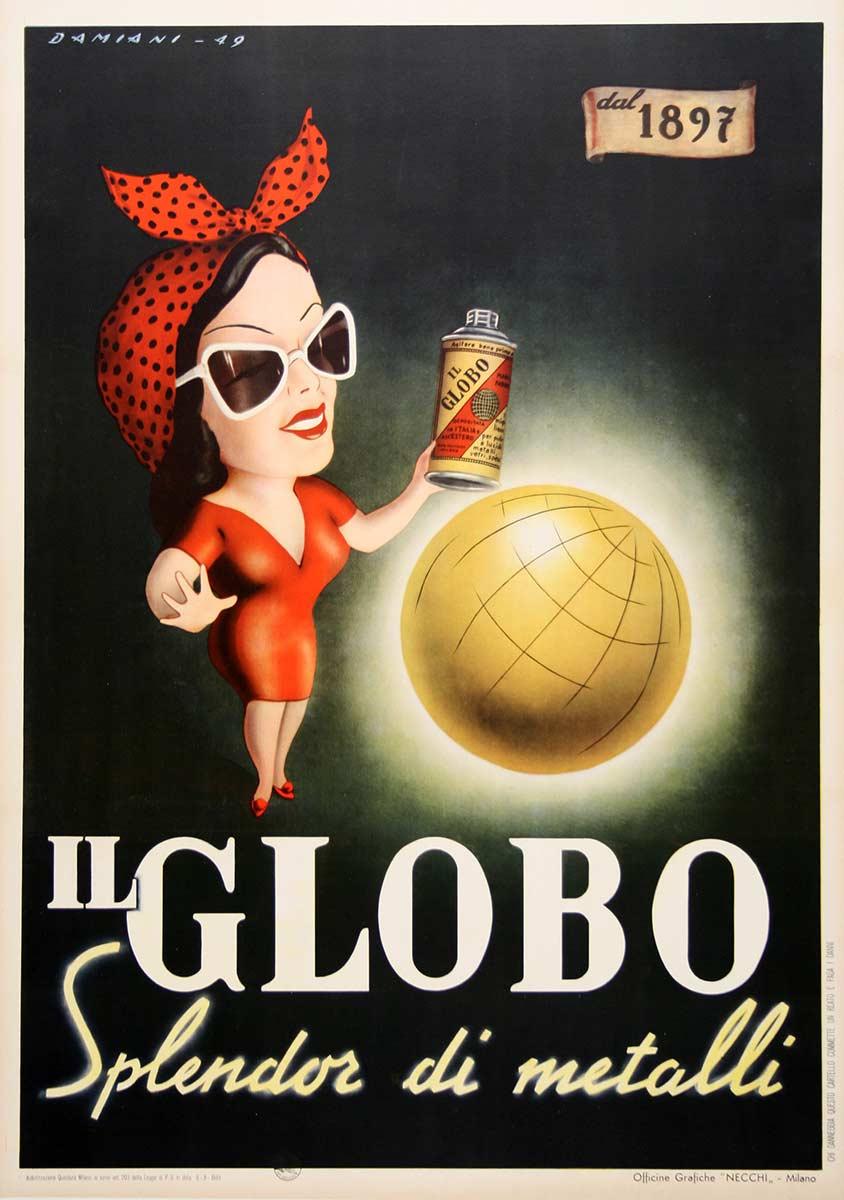 Damiani Figurative Print - Original Il Globo, Spendor de Metali vintage Italian poster