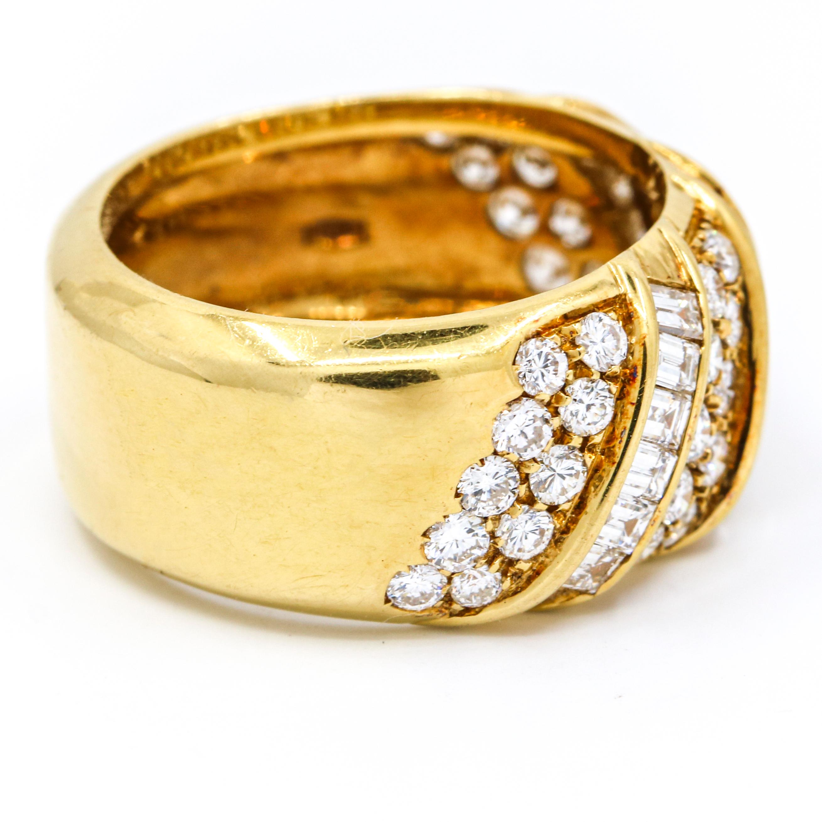 Retro Damiani 2.00 Carat 18 Karat Yellow Gold Diamond Band Ring For Sale