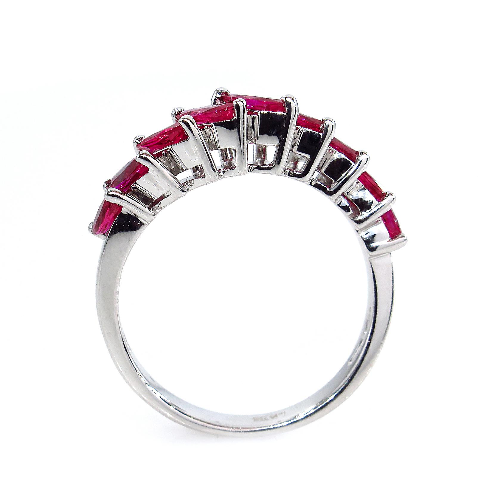 Damiani 2.0ct Red Ruby Marquise Estate Wedding Anniversary White Gold Band Ring In Good Condition For Sale In New York, NY