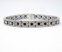 Damiani 4.79 Carats Total Round Diamond and Sapphire Line Bracelet 18 Karat Gold