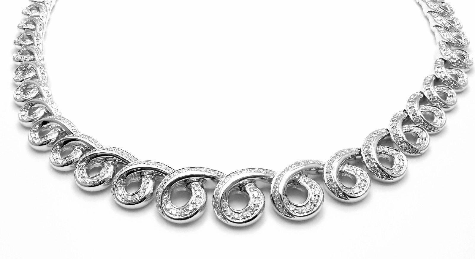 18k White Gold 8ctw Diamond Necklace by Damiani. 
With 500 round brilliant cut diamond E-G color, VS-SI clarity total weight approx. 8ct  
This necklace comes with Box, Certificate.  
Details: 
Measurements: 
Length: 16.5