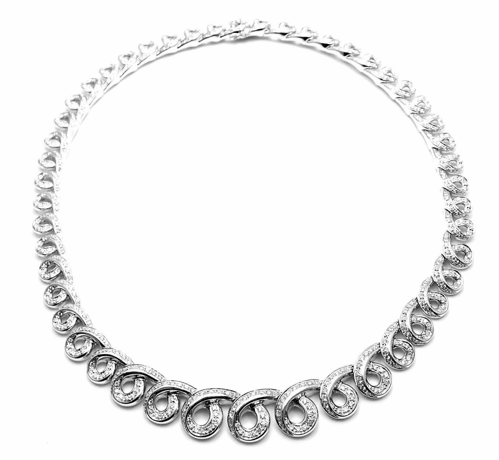 Damiani 8 Carat Diamond White Gold Necklace In New Condition In Holland, PA