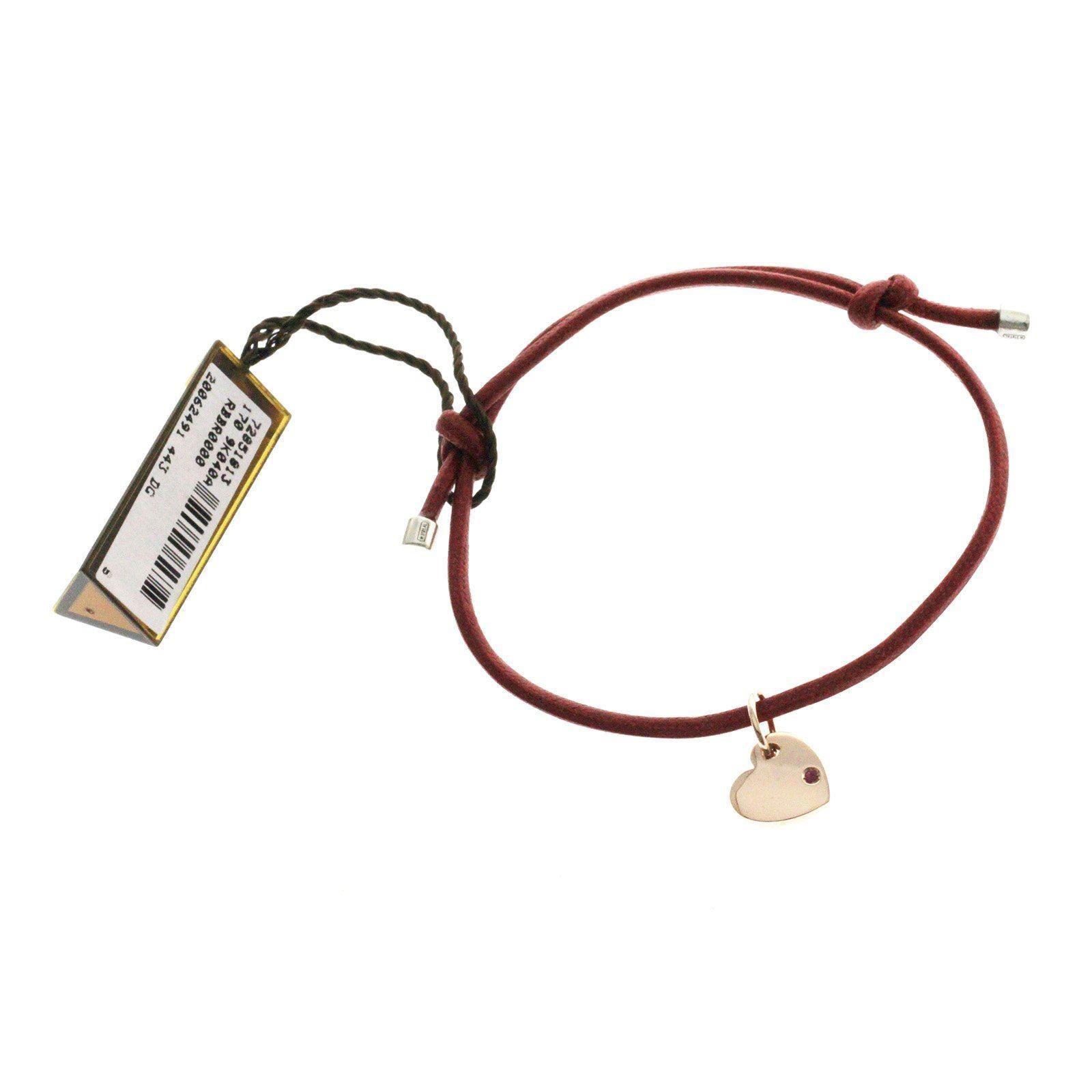Women's Damiani 9 Karat Rose Gold and Silver Ruby Heart Silk Adjustable Bracelet