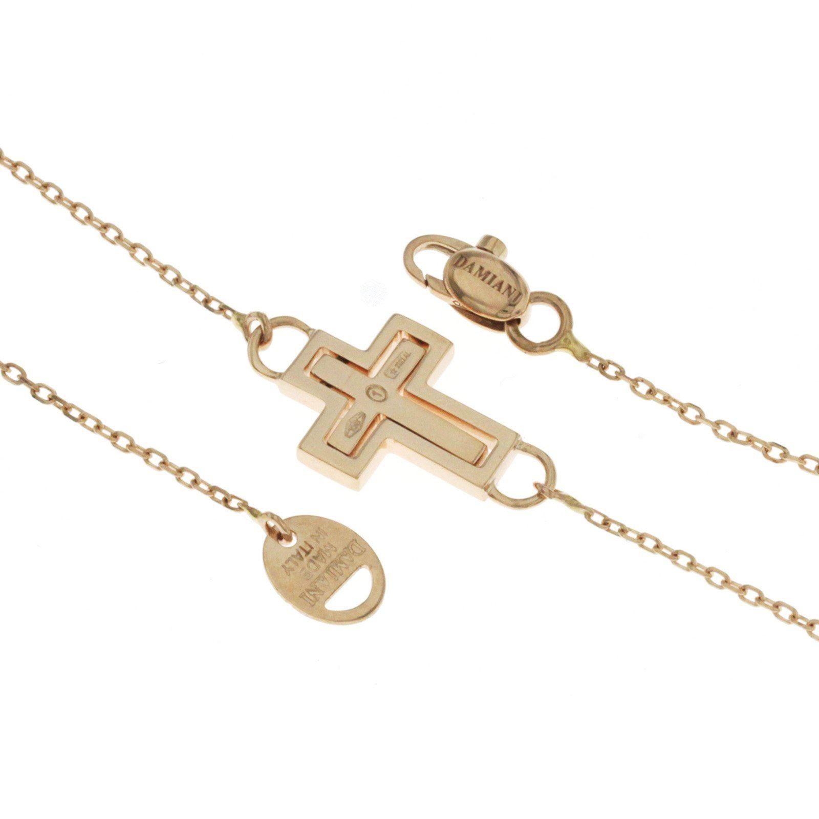 Women's Damiani 9 Karat Rose Gold Diamond Cross Bracelet