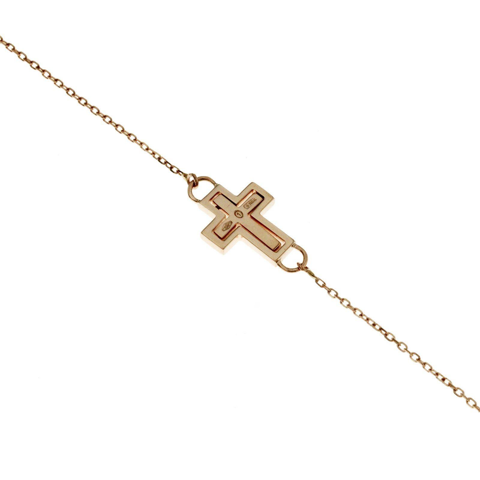 Damiani 9 Karat Rose Gold Diamond Cross Bracelet 1