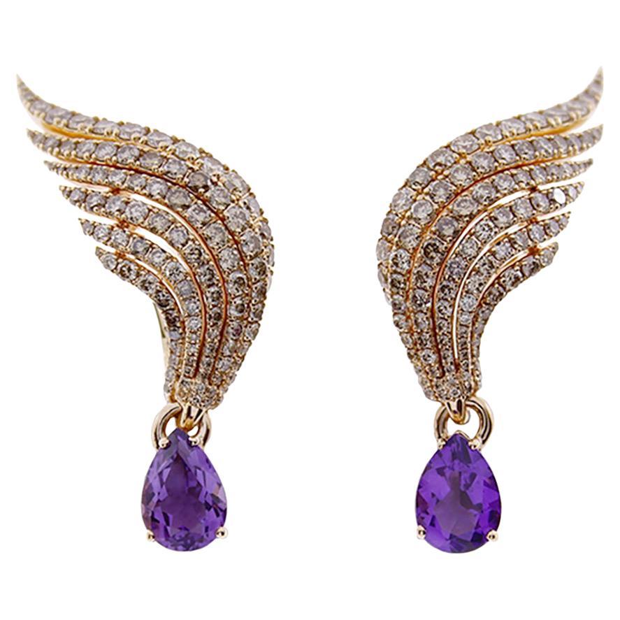 Damiani Amethyst Diamond Earrings For Sale