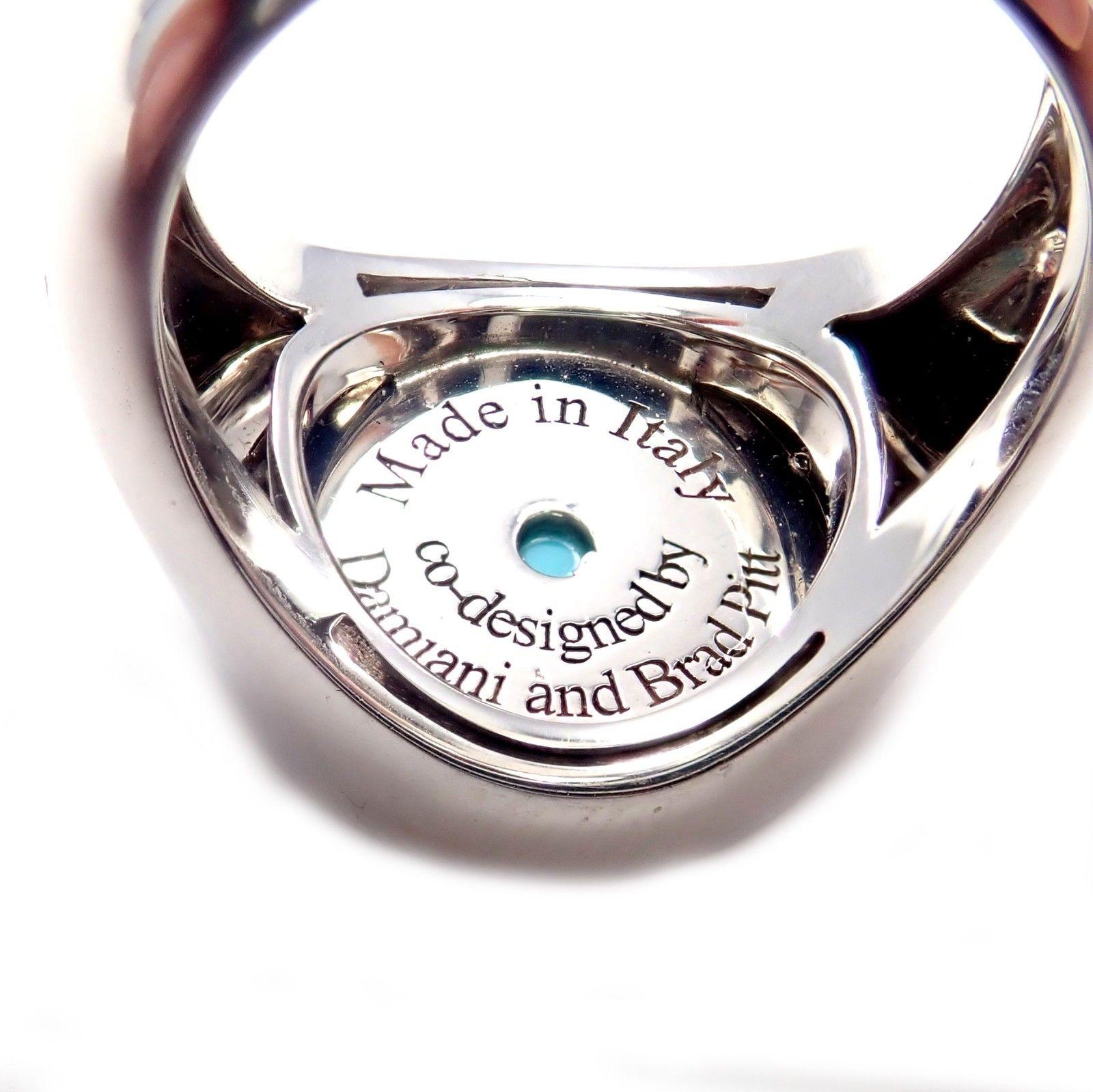 Damiani and Brad Pitt Brill Diamond Turquoise White Gold Large Ring In New Condition In Holland, PA