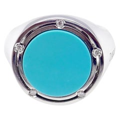 Damiani and Brad Pitt Brill Diamond Turquoise White Gold Large Ring