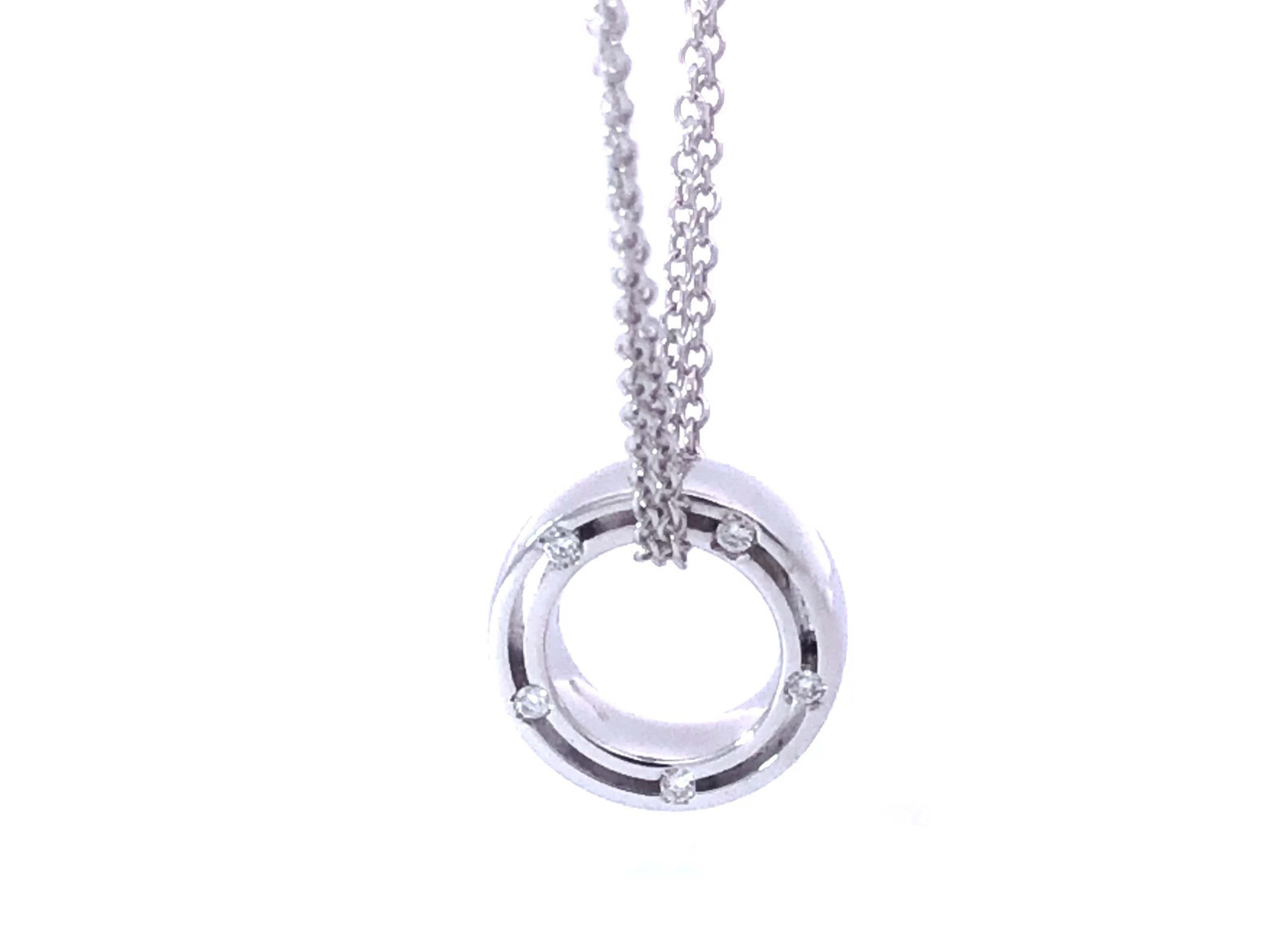 Damiani and Brad Pitt Design 18K White Gold and Diamond Circle Necklace In Excellent Condition In Honolulu, HI