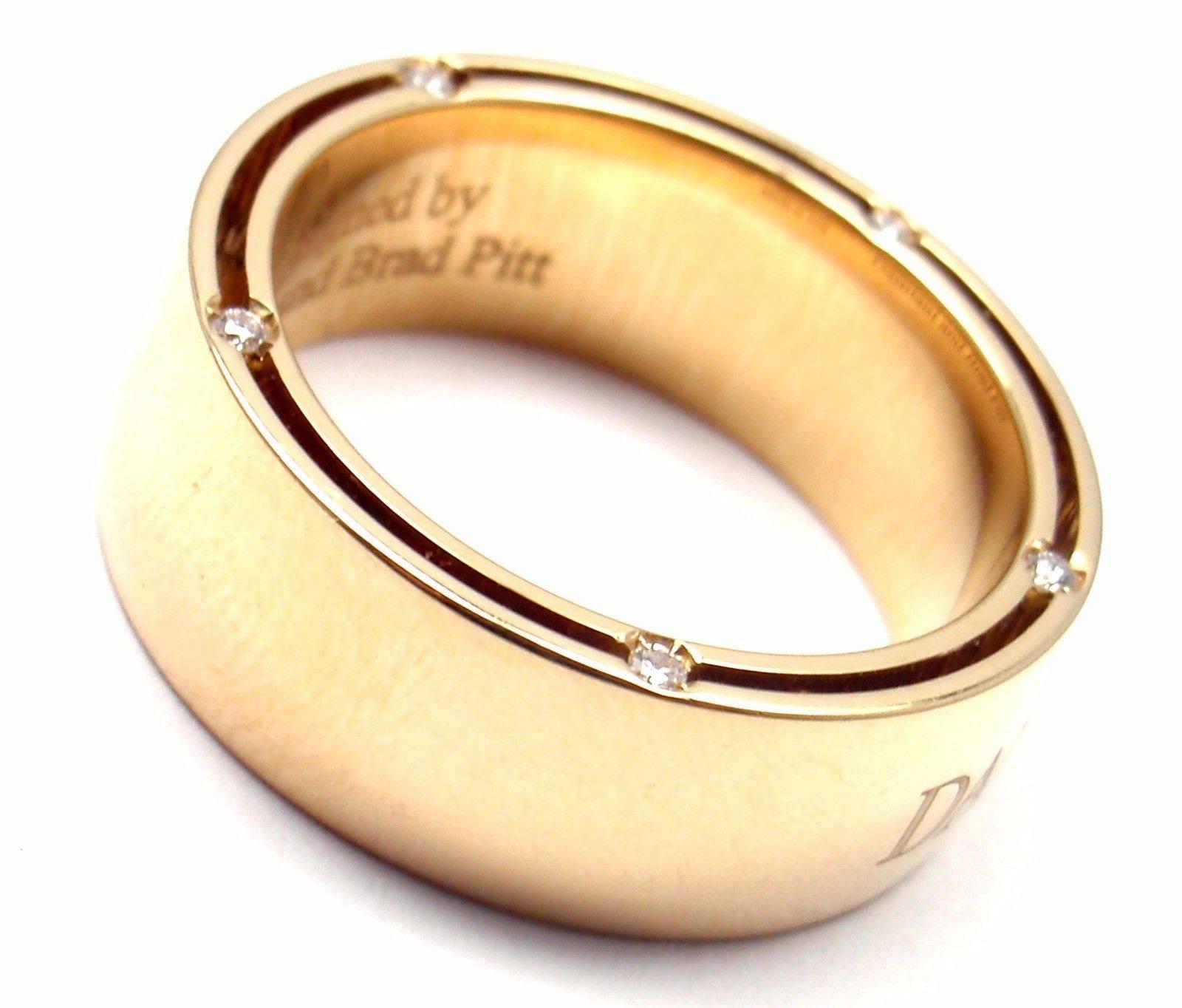 Damiani and Brad Pitt Diamond Wide Yellow Gold Band Ring In New Condition In Holland, PA