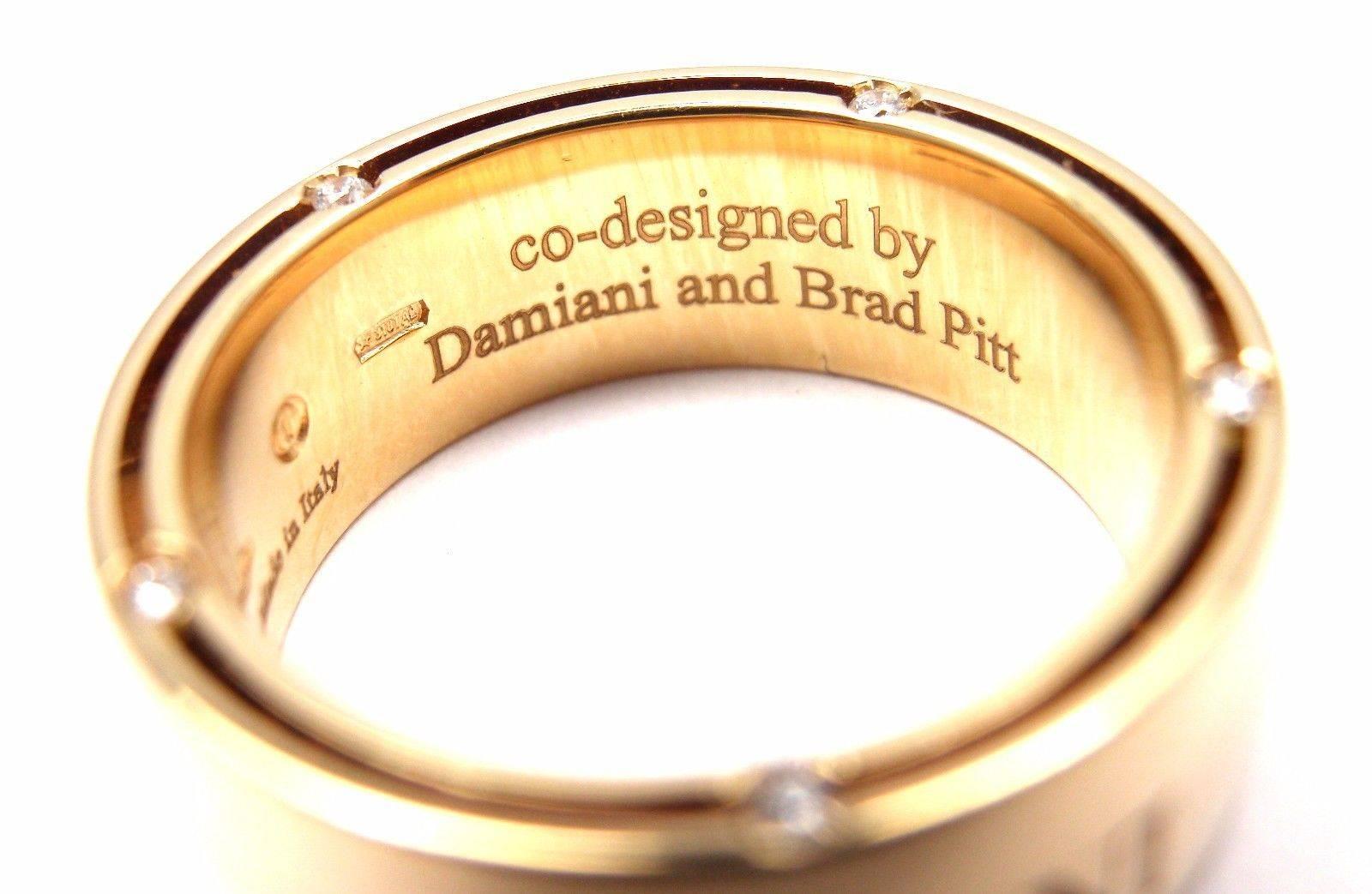 Damiani and Brad Pitt Diamond Wide Yellow Gold Band Ring 2