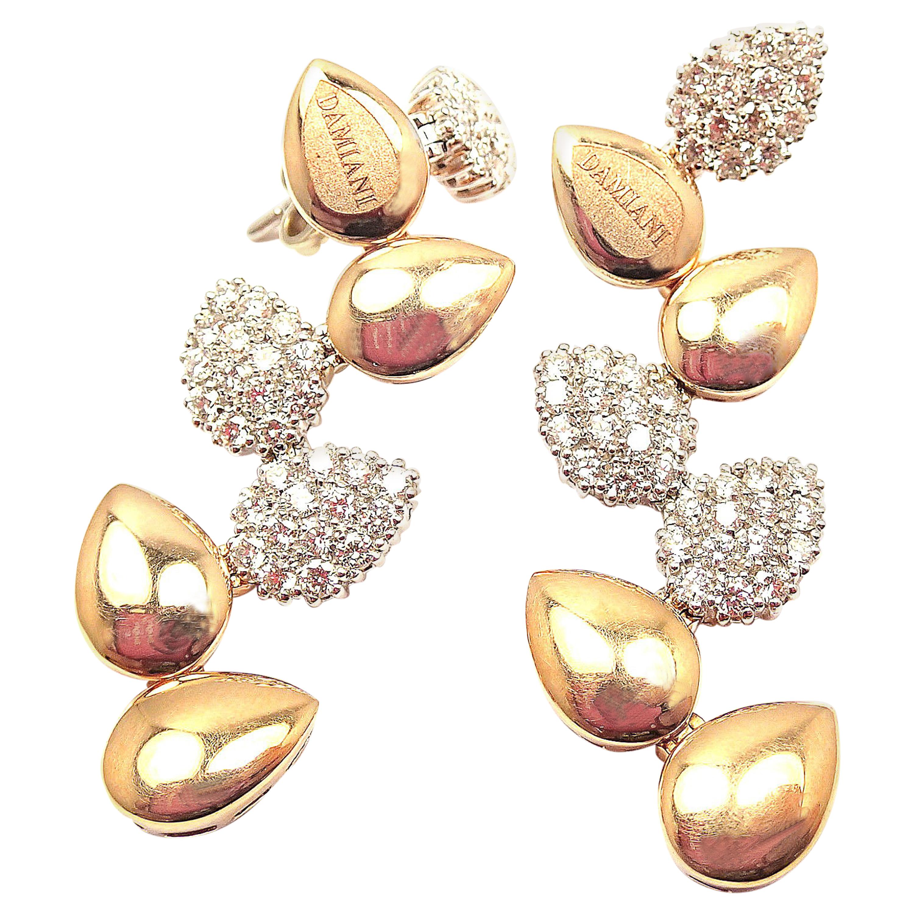 Damiani Antera Diamond Two-Color Gold Drop Earrings