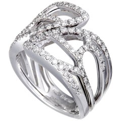 Damiani Battito d
ali 18 Karat White Gold Full Diamond Openwork Wide Band Ring