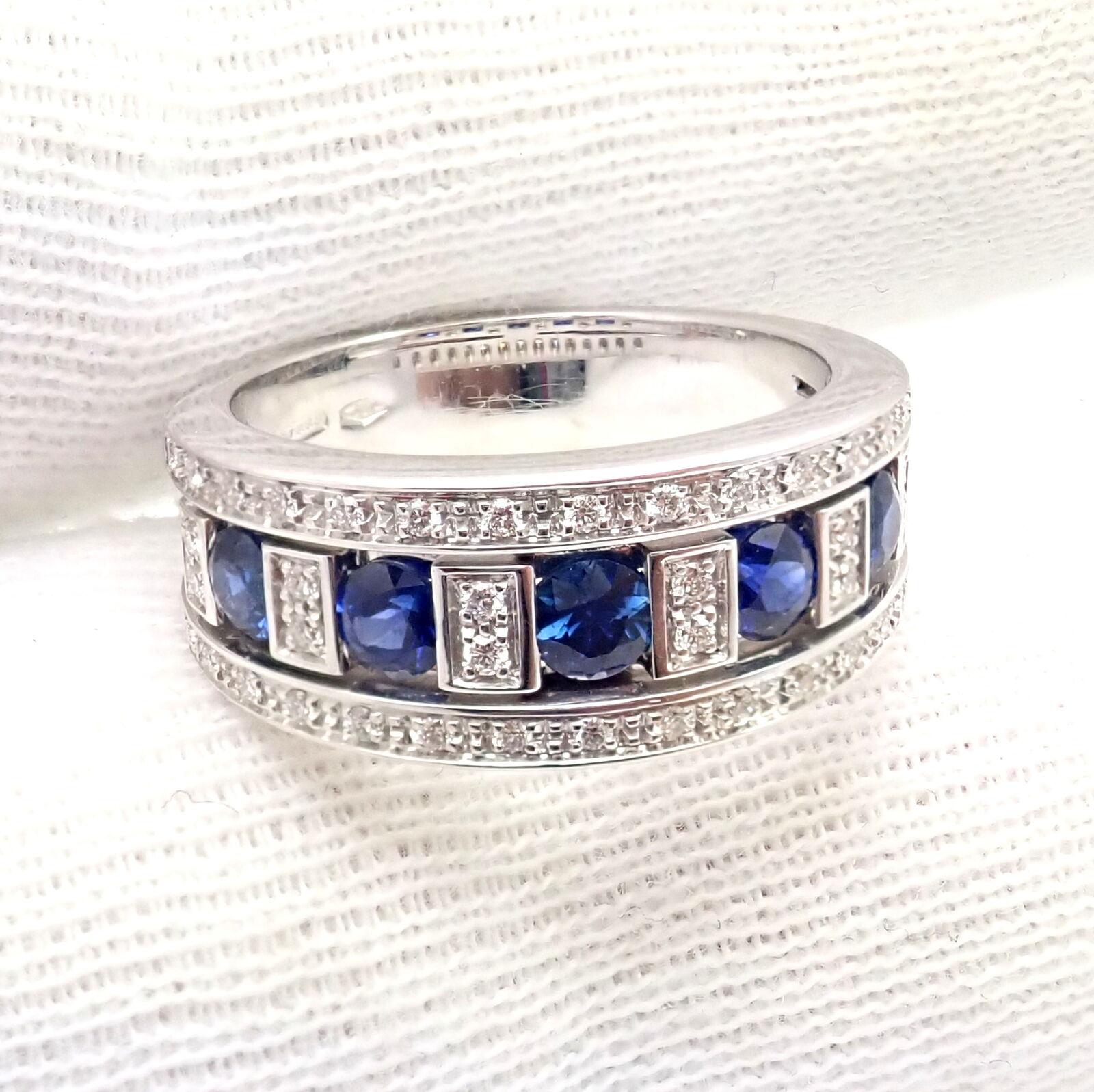 Damiani Belle Epoque Diamond and Sapphire White Gold Band Ring For Sale 2