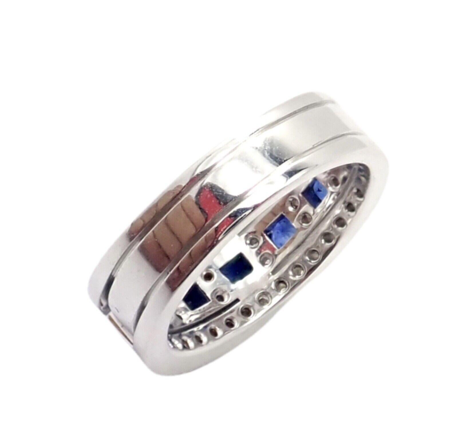 Damiani Belle Epoque Diamond and Sapphire White Gold Band Ring For Sale 3