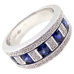 Damiani Belle Epoque Diamond and Sapphire White Gold Band Ring