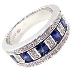 Damiani Bague jonc Belle Époque en or blanc avec diamants et saphirs