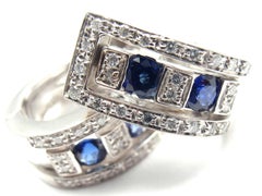Damiani Belle Epoque Diamond and Sapphire White Gold Hoop Earring