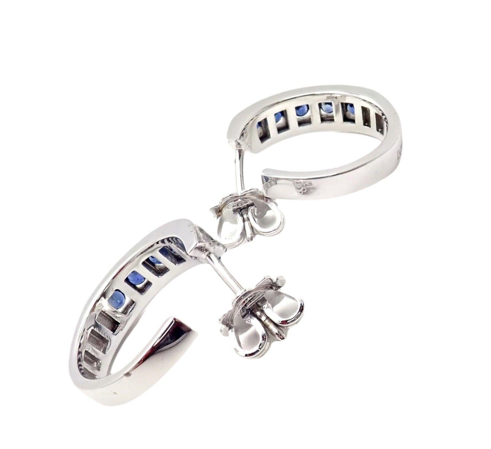 Brilliant Cut Damiani Belle Epoque Diamond and Sapphire White Gold Hoop Earring For Sale