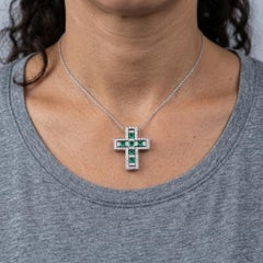 Damiani Belle Epoque Emerald and Diamond Cross Pendant Necklace