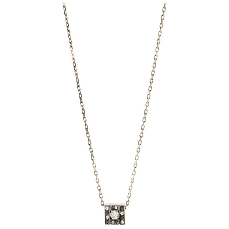 Damiani Belle Epoque Square Pendant Necklace 18K White Gold and Diamonds
