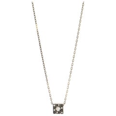 Damiani Belle Epoque Square Pendant Necklace 18K White Gold and Diamonds