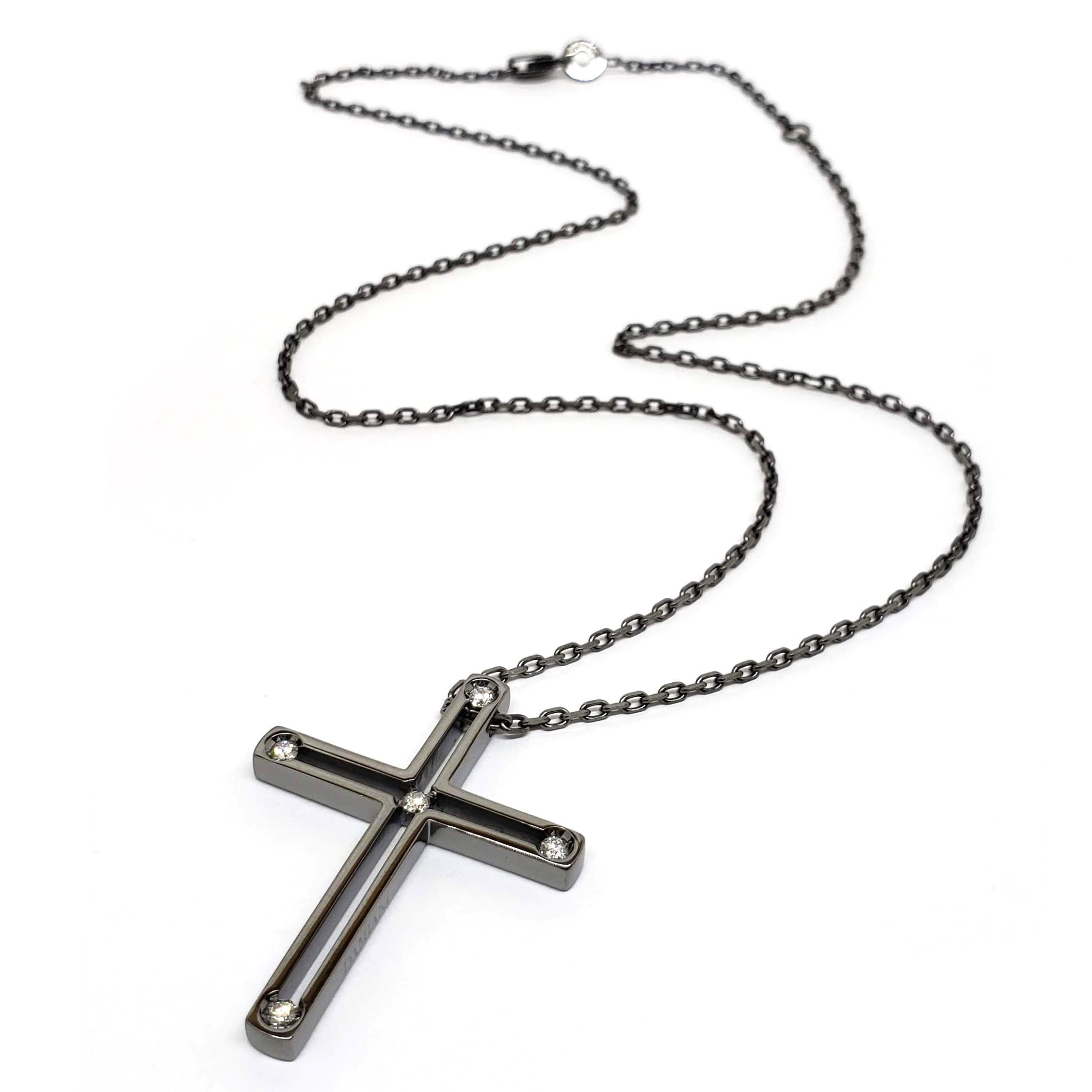 Damiani Black Cross Pendant 20031604 – Damiani is an Italian Jewelry company founded in 1924 by Enrico Grassi Damiani in Valenza, Italy. Damiani was the first company to introduce Certificates of Authenticity for jewelry pieces showing the details