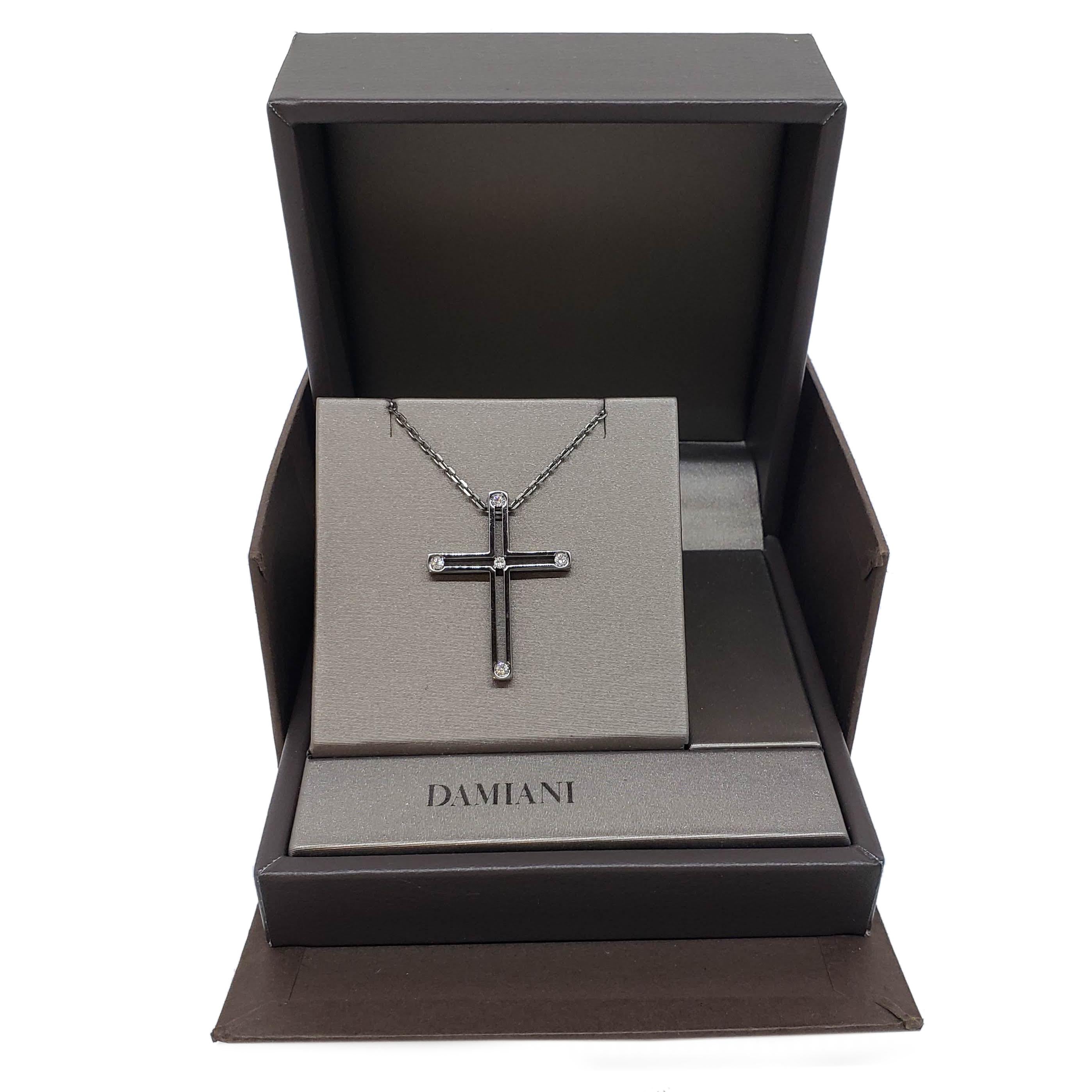 Damiani Black Cross Pendant with 18k Gold and Diamonds, 20031604 For Sale 1