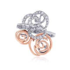 Damiani Bocciolo: 18 Karat Weiß- und Roségold Statement-Ring mit Diamanten, Gr. 7,25