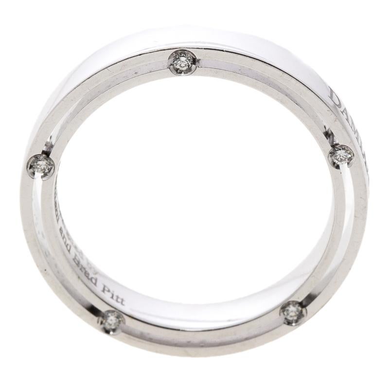 Contemporary Damiani & Brad Pitt Diamond 18k White Gold Wedding Band Ring Size 58