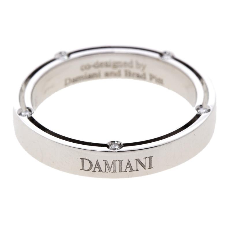 Women's Damiani & Brad Pitt Diamond 18k White Gold Wedding Band Ring Size 58
