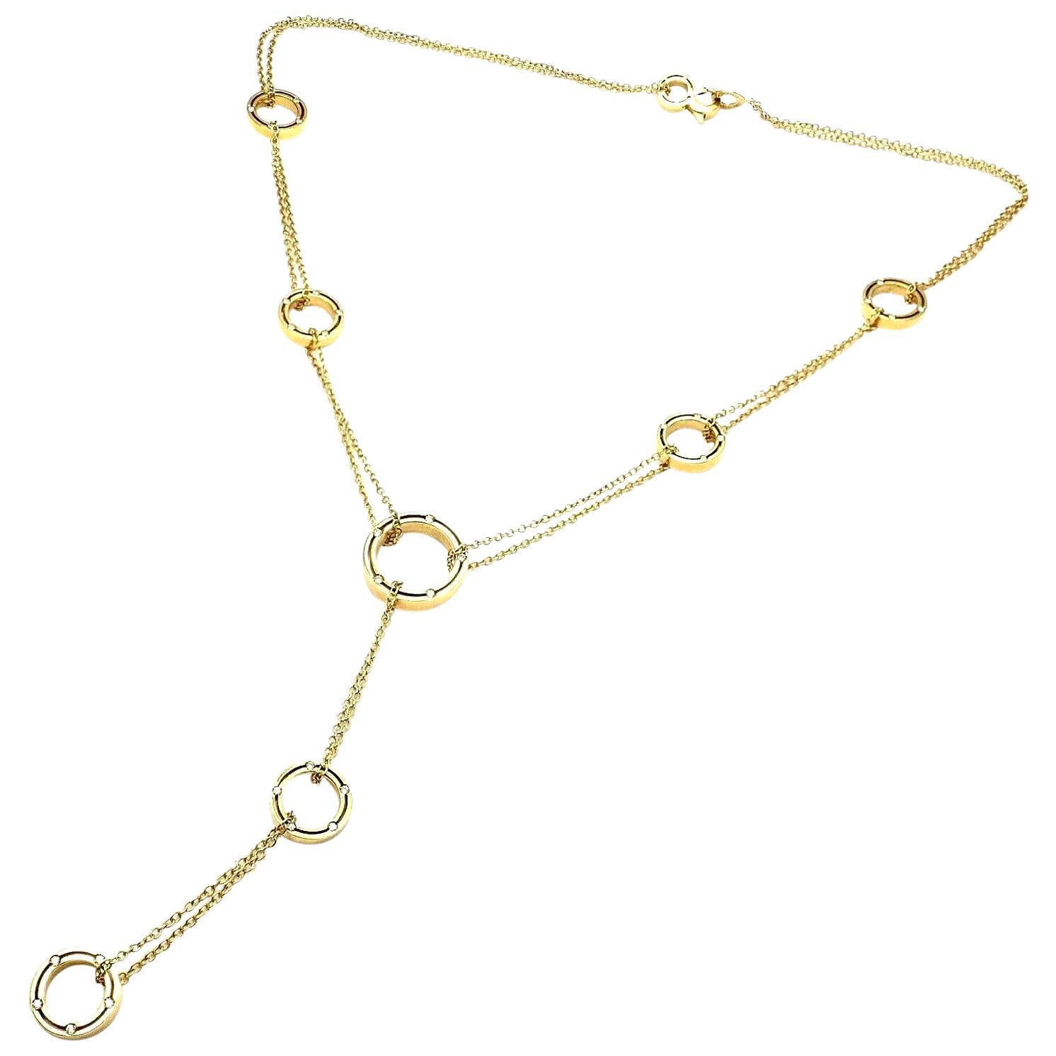 Damiani Brad Pitt Diamond 7 Station Drop Yellow Gold Necklace For Sale