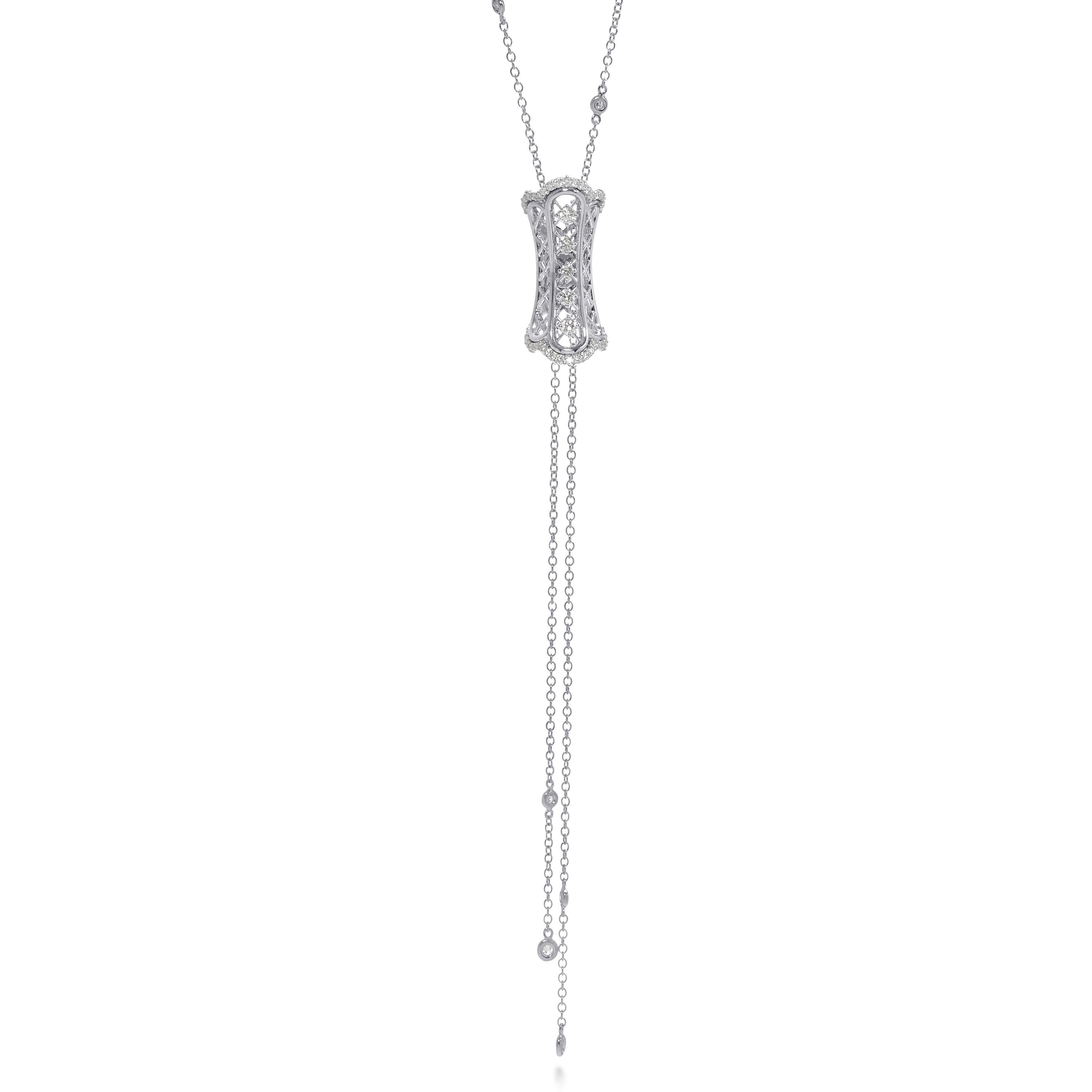 Damiani Burlesque 18K Weißgold, Diamant-Lariat-Halskette im Zustand „Neu“ im Angebot in New York, NY
