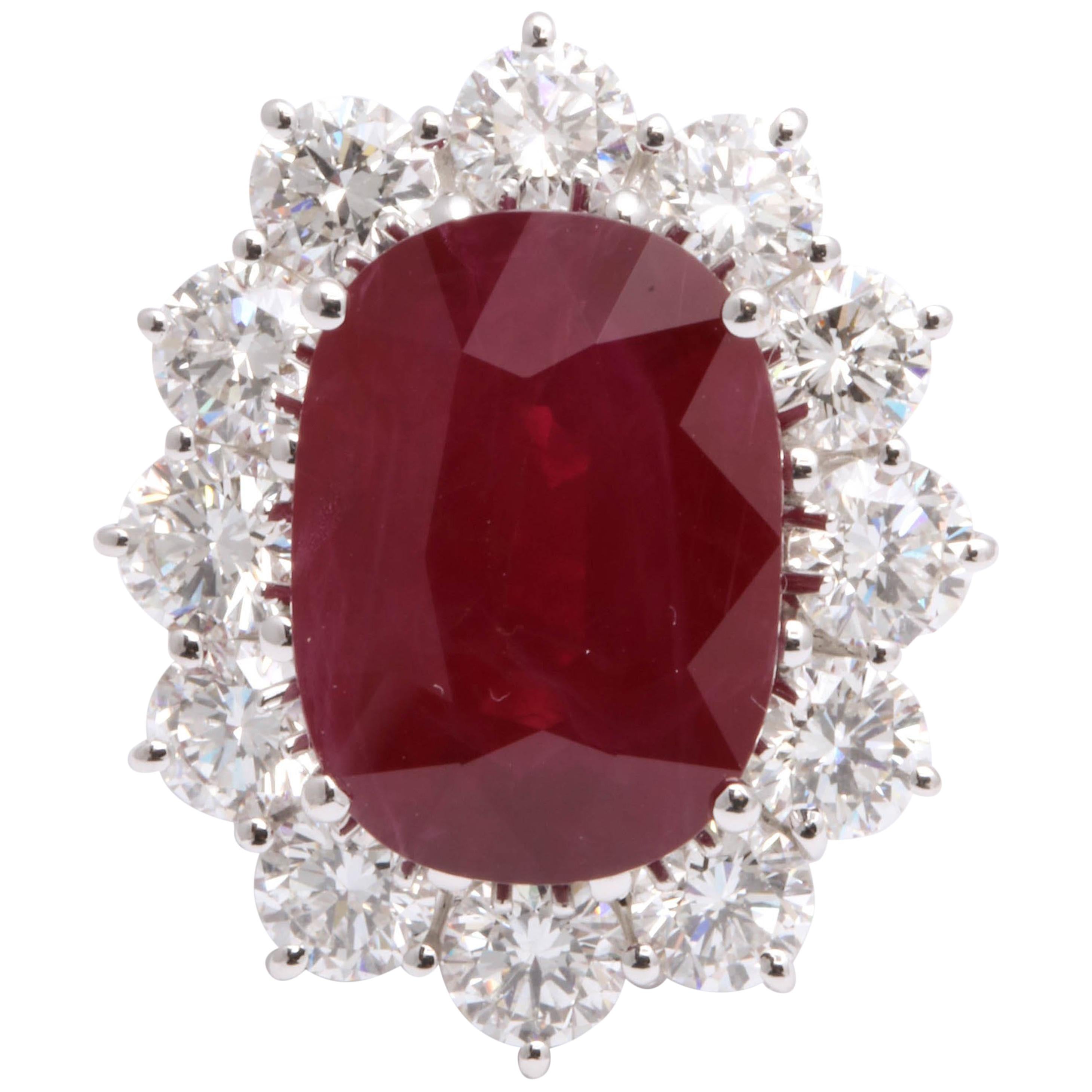 9 carat Burma Ruby and Diamond  For Sale