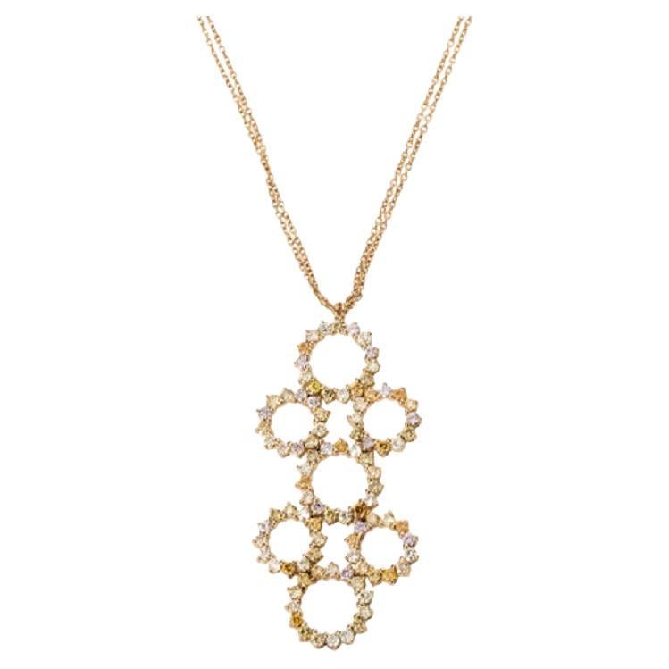 Damiani Charming Yellow Gold Pendant with Multicolor Diamonds, 81017782 For Sale