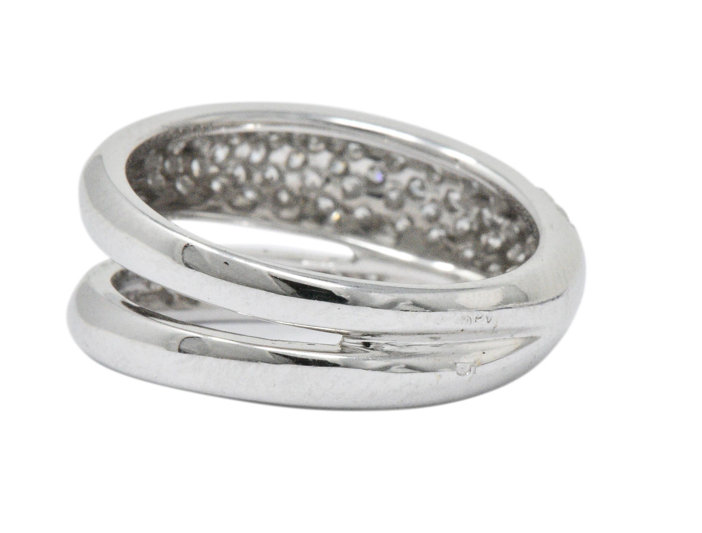 Women's or Men's Damiani Contemporary 1.20 Carat Diamond 18 Karat White Gold Ring with Box