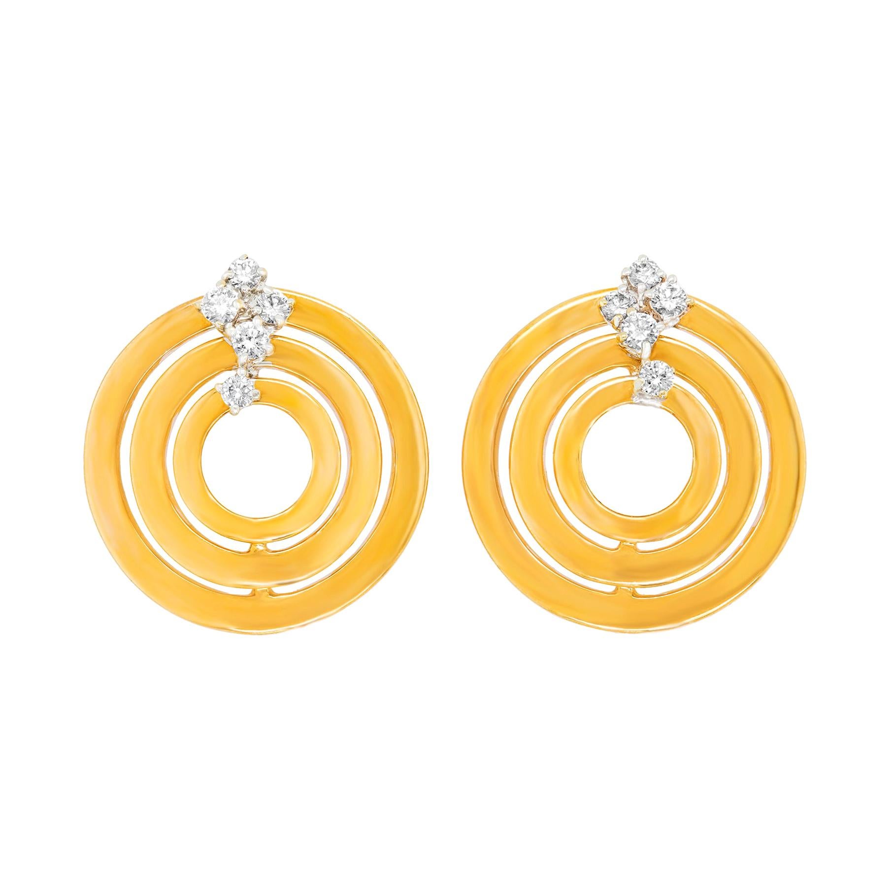 Damiani Contemporary Diamond-Set Gold Earrings
