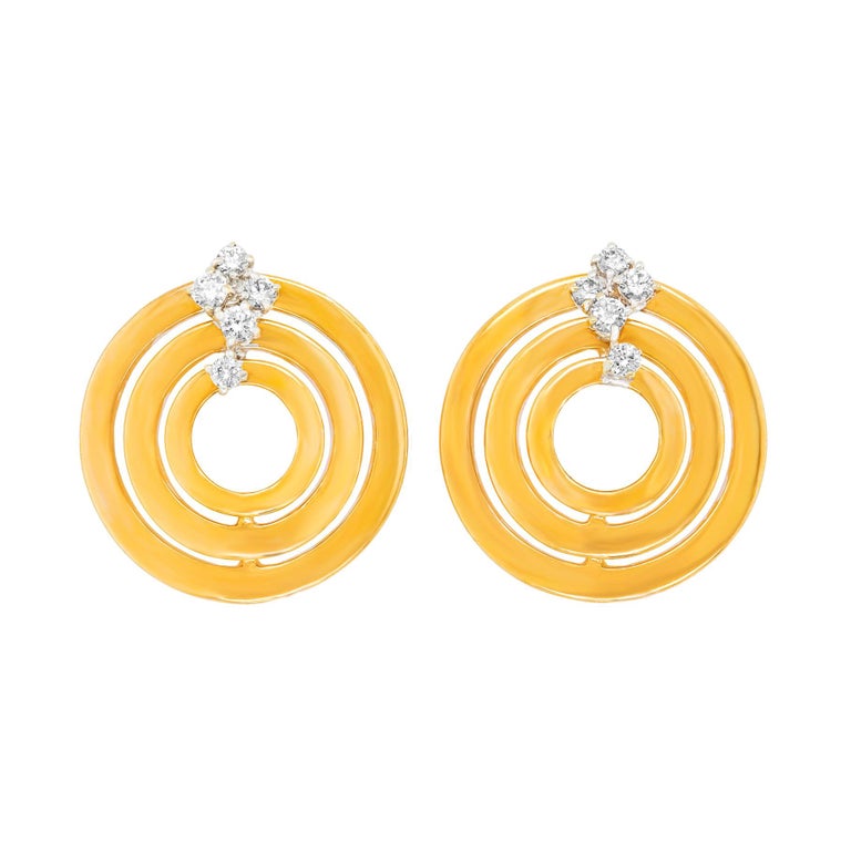 Damiani Contemporary Diamond-Set Gold Earrings For Sale at 1stDibs