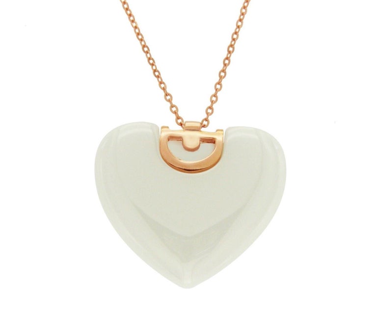 Damiani D-Icon Ceramic 18 Karat Gold Diamond Heart Necklace at 1stDibs