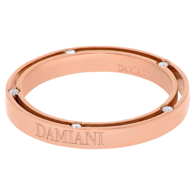 Damiani D. Side 18k Rose Gold, Diamond Band Ring For Sale at 1stDibs