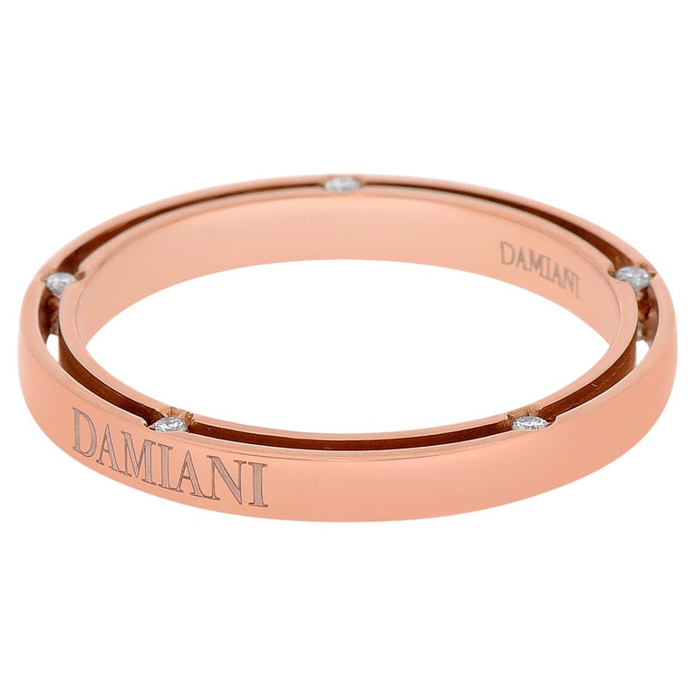 Damiani D. Side 18k Rose Gold, Diamond Band Ring For Sale at 1stDibs