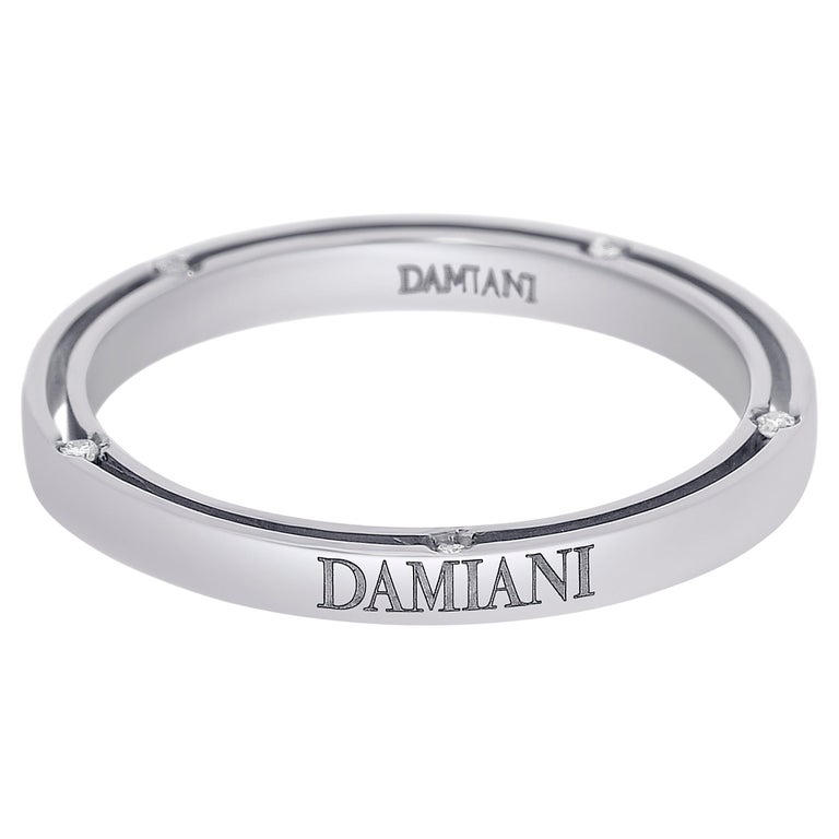 Damiani D. Side 18k White Gold, Diamond Band Ring For Sale at 1stDibs