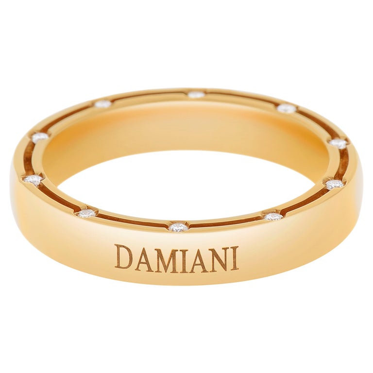 Damiani D. Side 18k Yellow Gold, Diamond Band Ring For Sale at 1stDibs