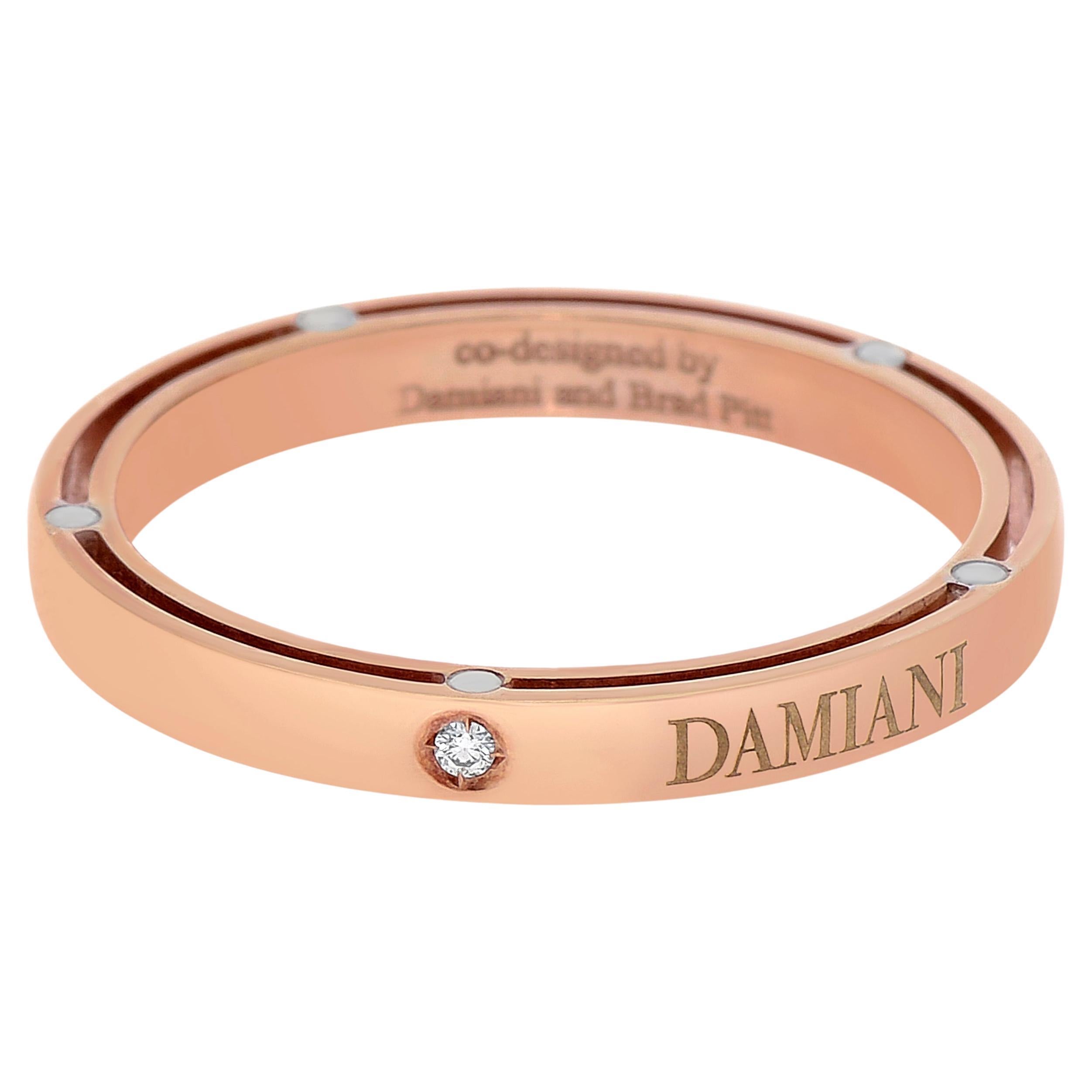 Damiani D. Side 18k Yellow Gold, Diamond Band Ring For Sale at 1stDibs