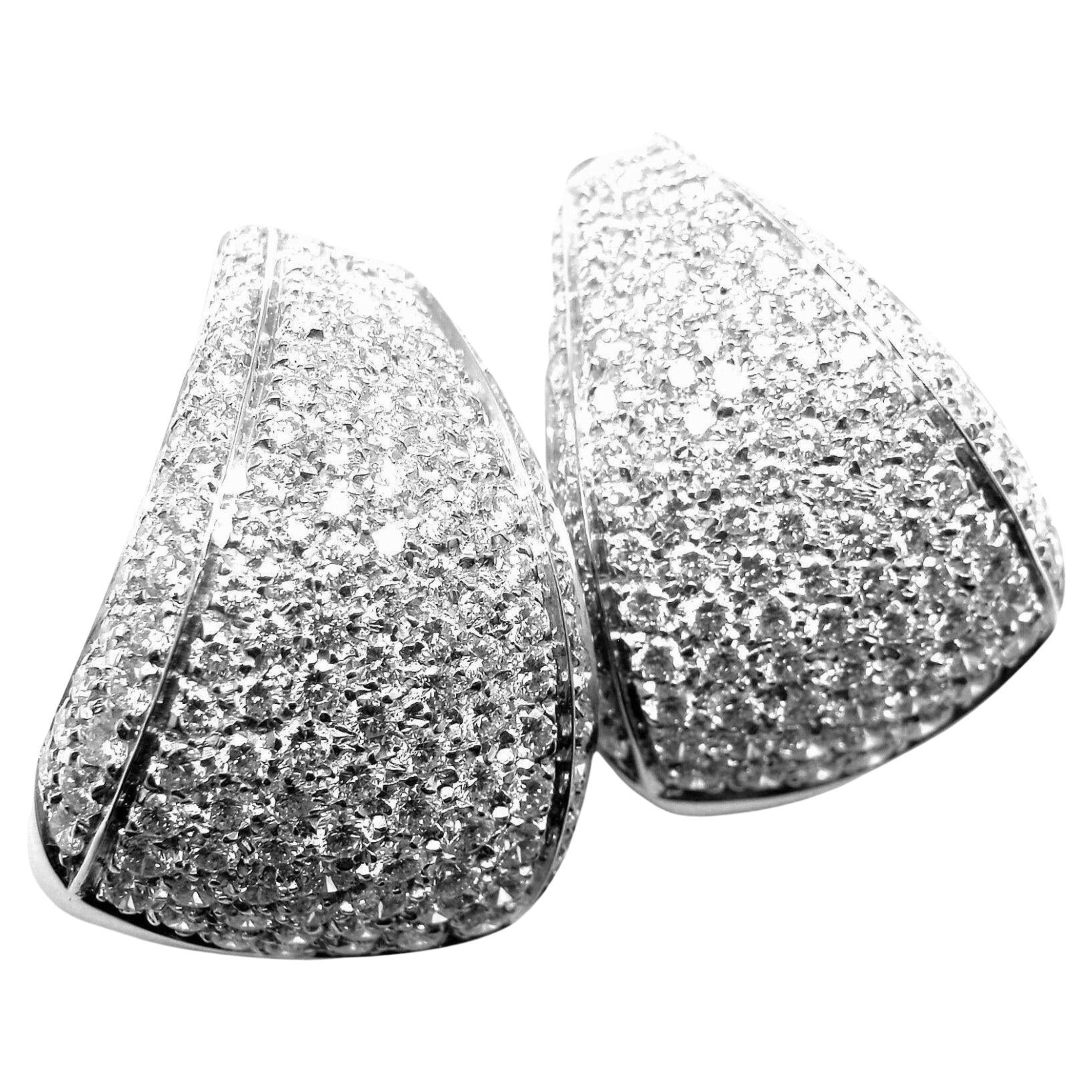 Damiani Da Definire Diamond White Gold Hoop Earrings For Sale